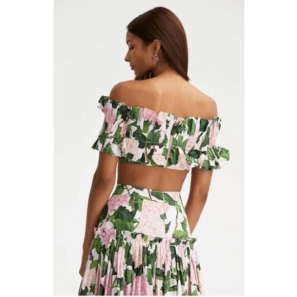 Ruffle Bandeau Hydrangea Split Swimsuit Set Women's Bikini Skirt Floral Print - Picture 8 of 8